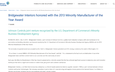 Bridgewater Interiors Honored With The Minority Manufacturer Of The Year Award (2013)