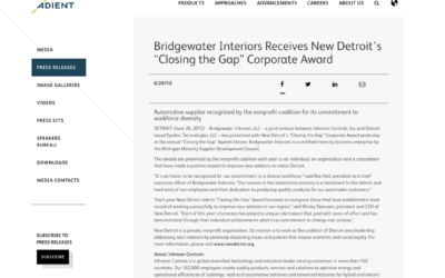 Bridgewater Interiors Receives New Detroit’s “Closing the Gap” Corporate Award (2012)