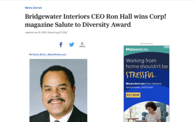 Bridgewater Interiors CEO Ron Hall Wins Corp! Magazine Salute To Diversity Award  (2012)